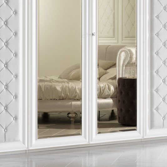 Large 6 Door Button Upholstered Fitted Wardrobe