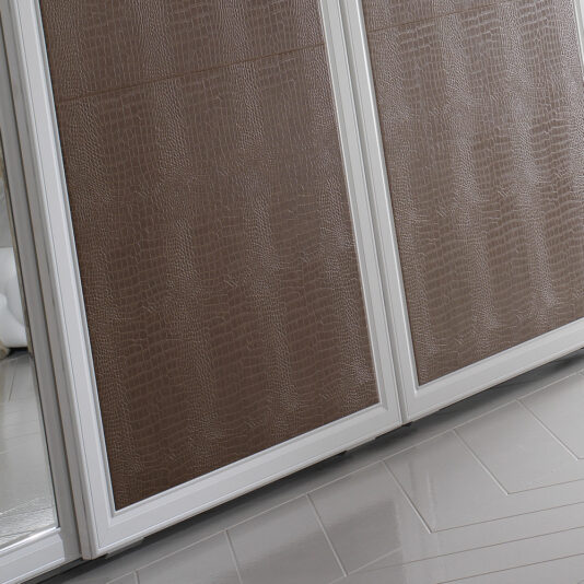 Large Alligator Embossed Leather Sliding Door Fitted Wardrobe