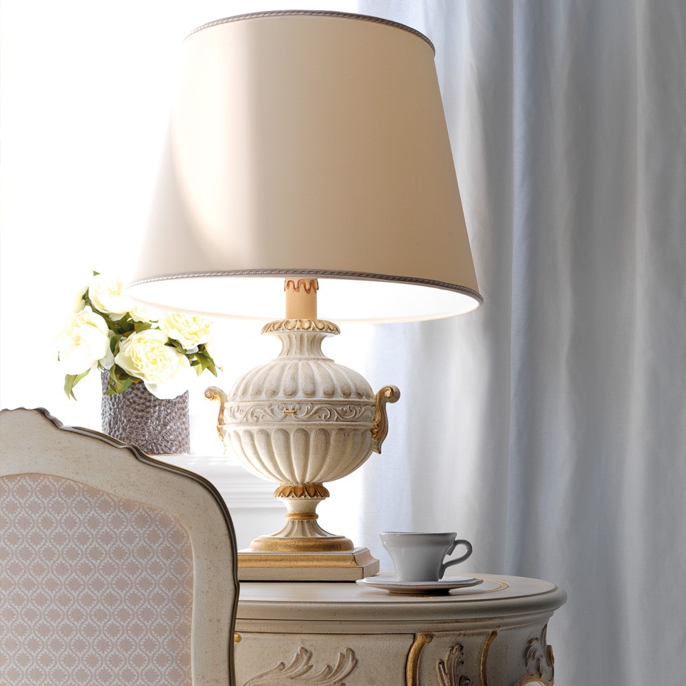 Large Designer Italian Carved Classic Table Lamp