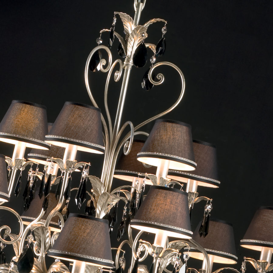 Large High-End Black Crystal Silver Chandelier - Juliettes Interiors