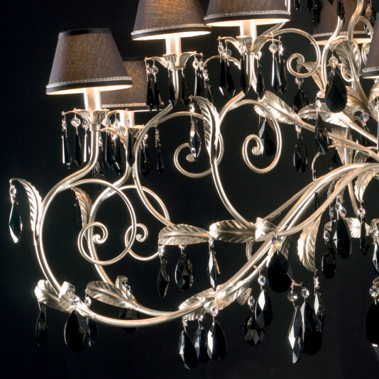 Large High-End Black Crystal Silver Chandelier - Juliettes Interiors