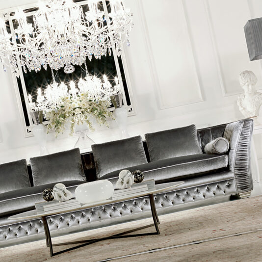 Large High End Velvet Button Upholstered Designer Sofa Large High End Velvet Button Upholstered Designer Sofa