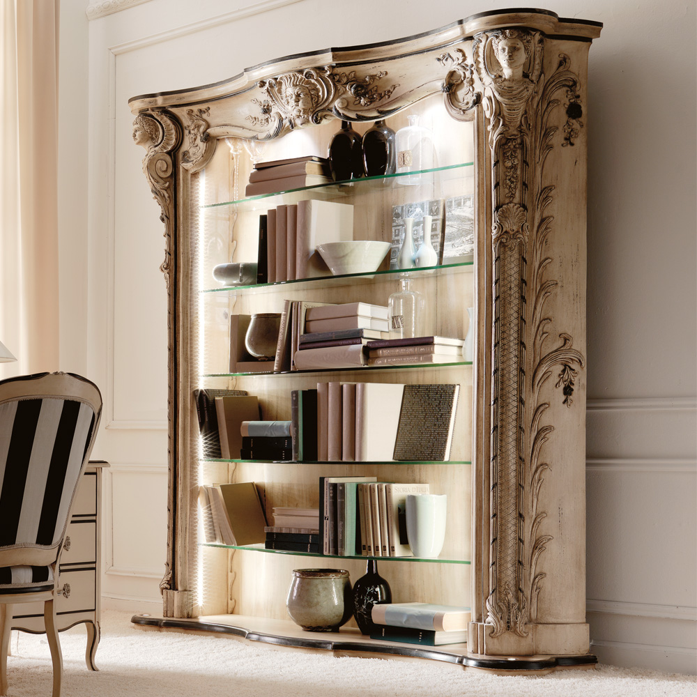 Large Italian Carved Designer Bookcase