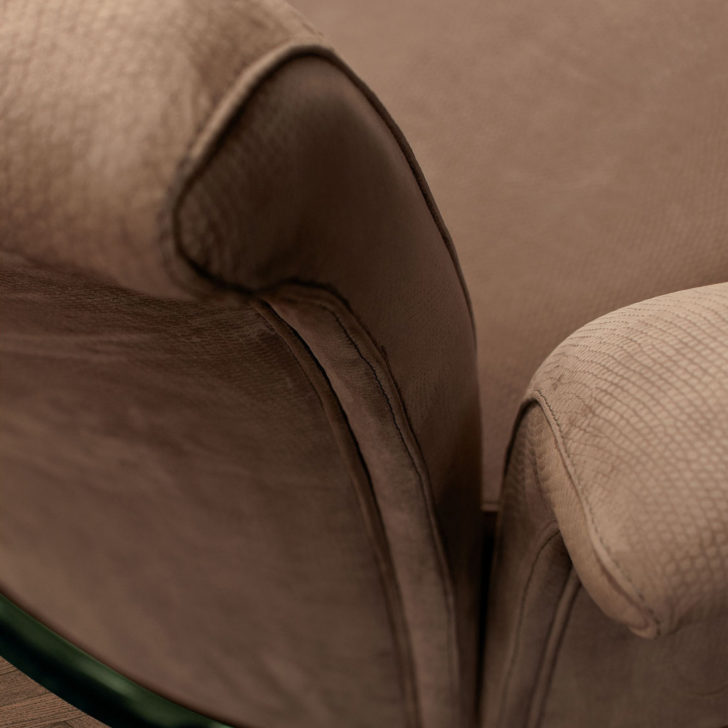 Large Italian Designer Leather Round Armchair