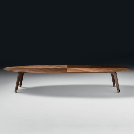 Large Designer Walnut Oval Coffee Table