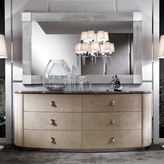 Large Italian Exclusive Designer Stainless Steel Mirror