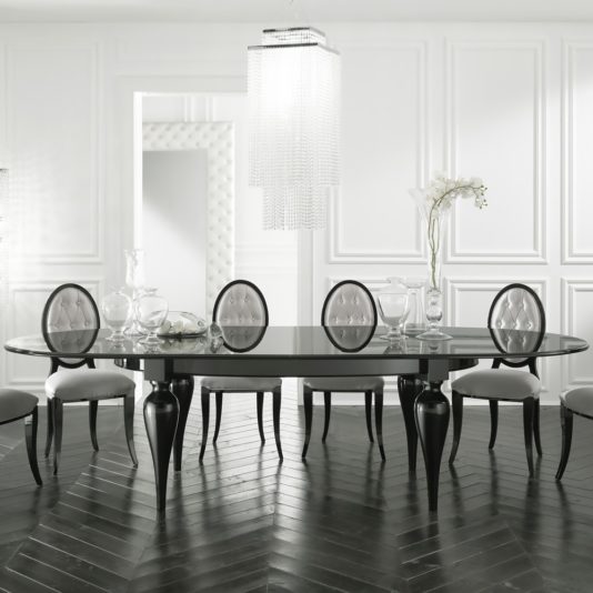 Large Oval Extendable Italian Designer Dining Table
