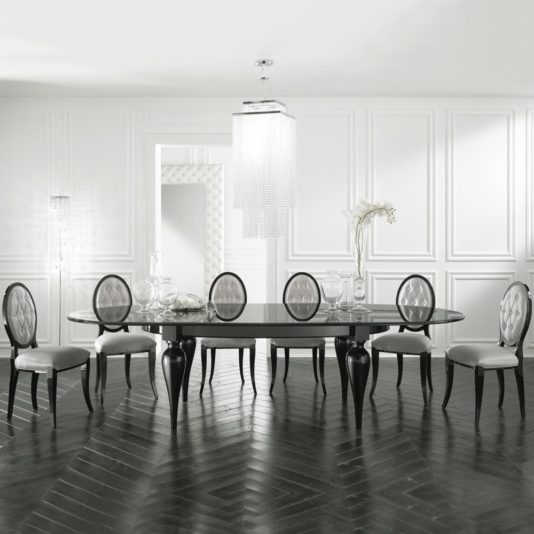 Large Oval Extendable Italian Designer Dining Table Set