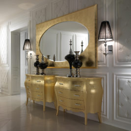 Large Italian Modern Gold Leaf Mirror