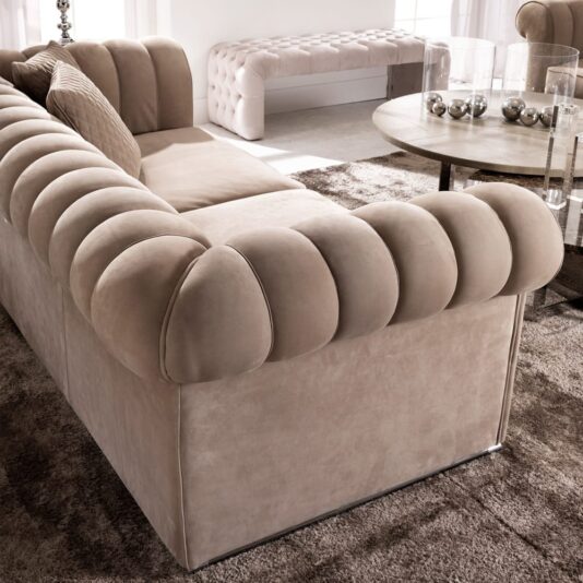 Large Padded Nubuck leather Italian sofa