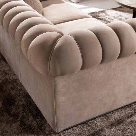 Large Padded Nubuck leather Italian sofa