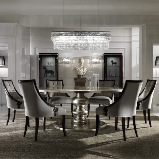 Large Round Italian Champagne Leaf Dining Table Large Round Italian Champagne Leaf Dining Table and Chairs Set