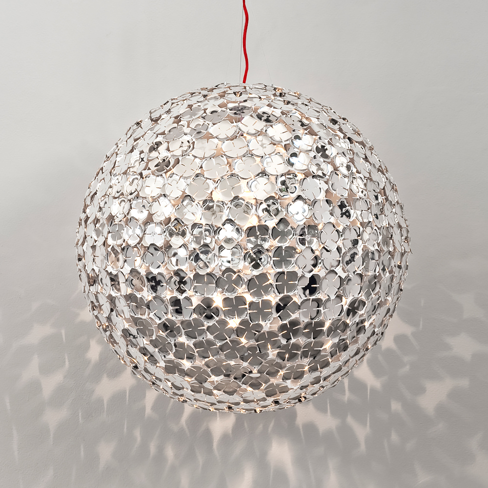 Large Italian Silver Sphere Ceiling Light