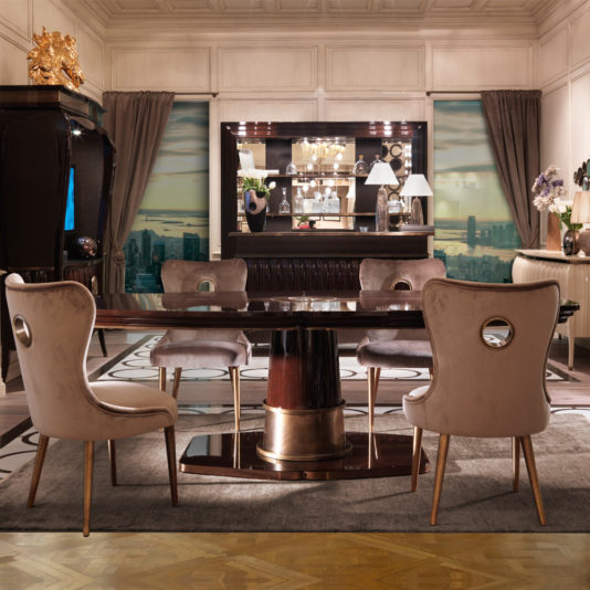 Large Walnut Art Deco Style Dining Table Set