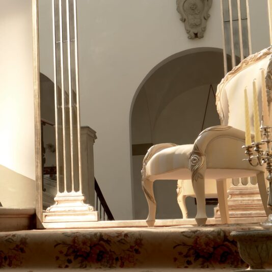 Large Italian Antique Finish Gold Floor Mirror