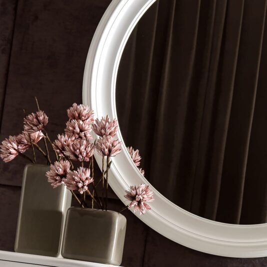 Large Italian Round White Mirror