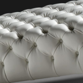 Leather Designer Button Upholstered Bench