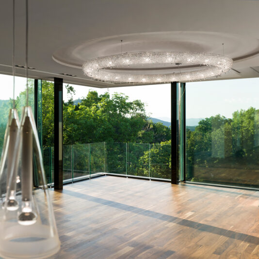 Contemporary Italian Designer Circular Crystal Chandelier