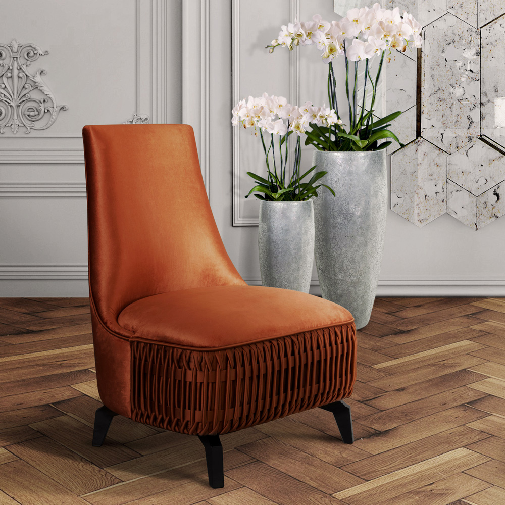Low Designer Luxury Upholstered Occasional Chair