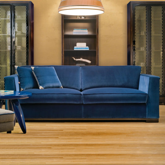 Luxurious High End Blue Velvet Sofa