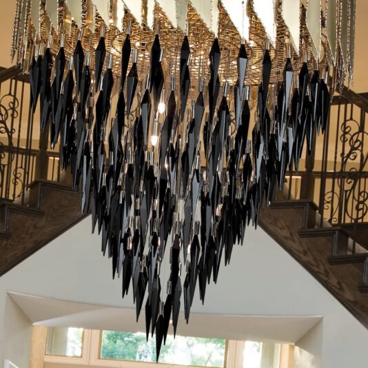 Luxurious Italian 24 Carat Gold Plated Contemporary Crystal Chandelier