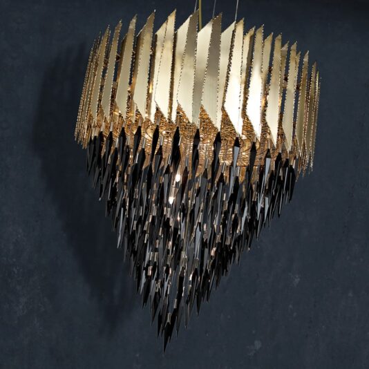 Luxurious Italian 24 Carat Gold Plated Contemporary Crystal Chandelier