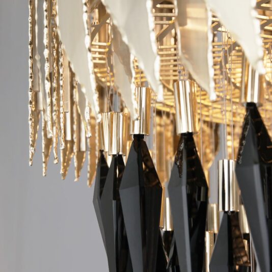 Luxurious Italian 24 Carat Gold Plated Contemporary Crystal Chandelier