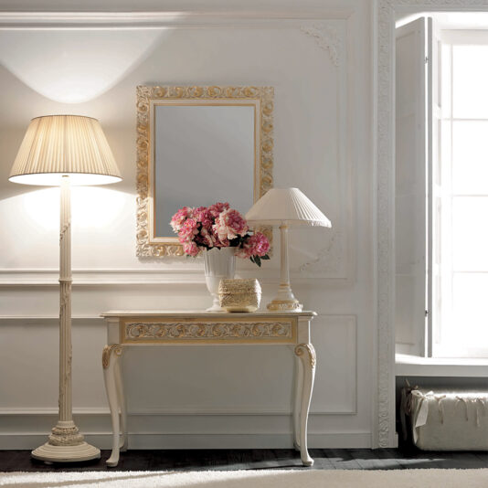 Luxurious Italian Ivory And Gold Rococo Mirror