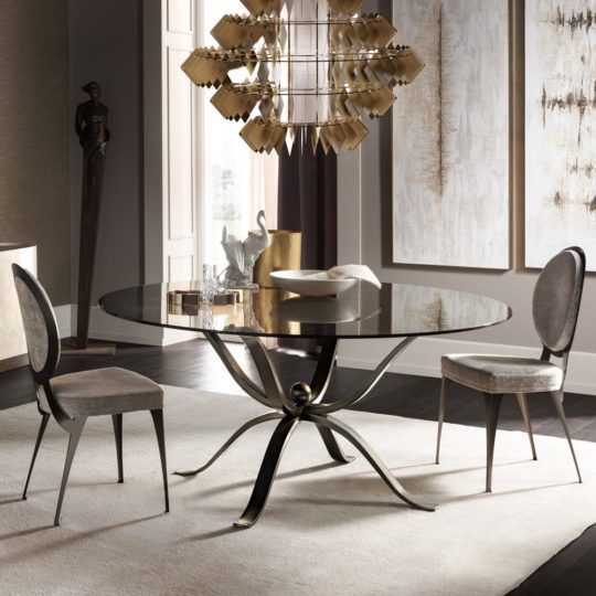 Luxurious Italian Round Glass Dining Table Set - Juliettes Interiors