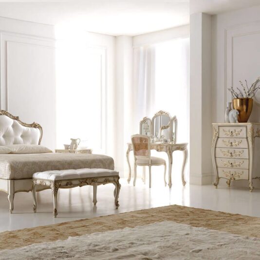 Luxurious Rococo Italian Button Upholstered Bed