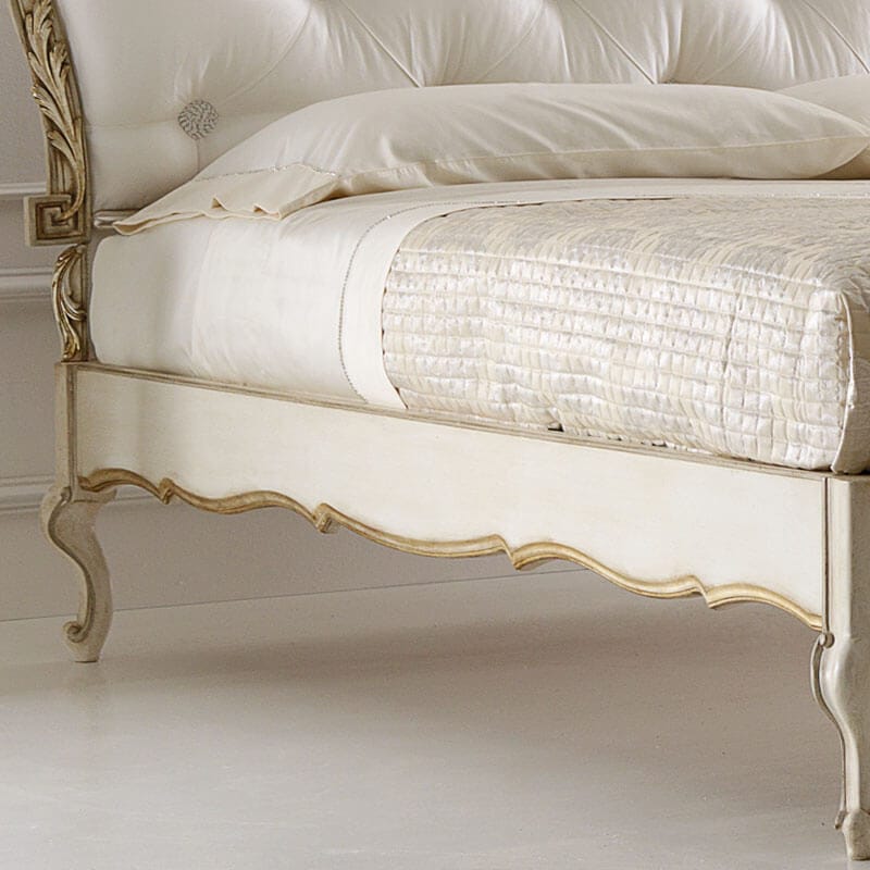 Luxurious Rococo Italian Button Upholstered Bed