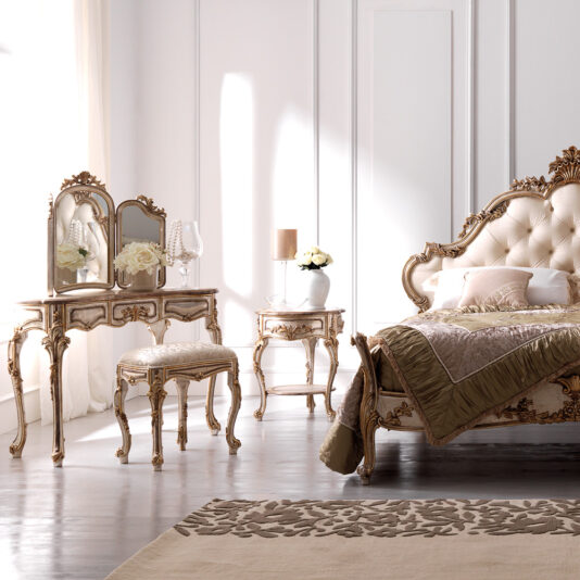 Luxury Antique Silver Rococo Bedside