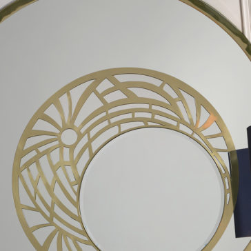Luxury Art Deco Inspired Designer Round Brass Wall Mirror