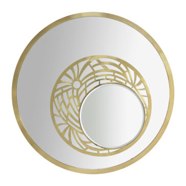 Luxury Art Deco Inspired Designer Round Brass Wall Mirror