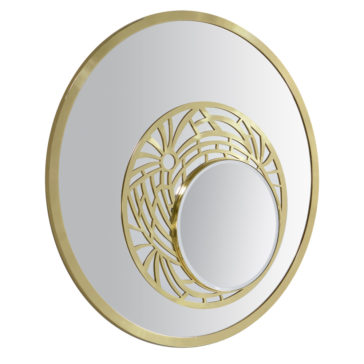 Luxury Art Deco Inspired Designer Round Brass Wall Mirror