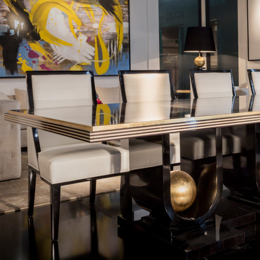 Luxury Black Lacquered Velvet Designer Dining Chair