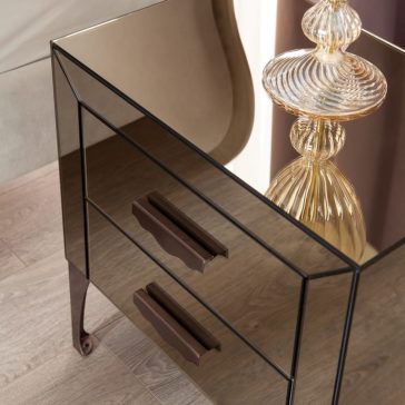 Luxury Bronzed Mirrored Bedside Table Luxury Bronzed Mirrored Bedside Table