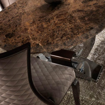 Luxury Italian Brown Marble Dining Set