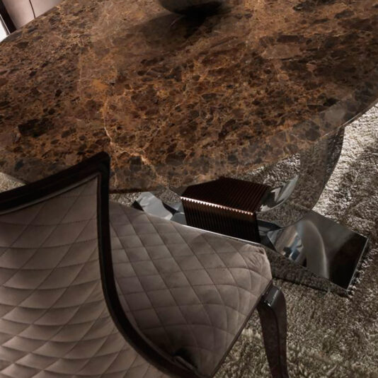 Luxury Italian Brown Marble Oval Dining Set Luxury Italian Brown Marble Dining Set