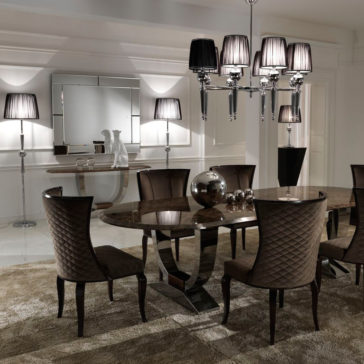 Luxury Italian Brown Marble Dining Set