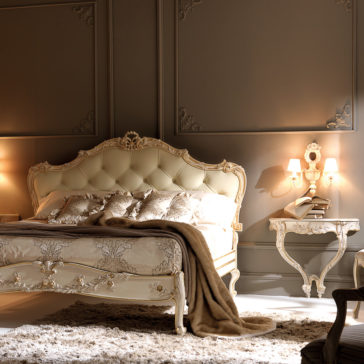Luxury Carved Rococo Reproduction Leather Button Upholstered Bed Luxury Carved Rococo Reproduction Leather Button Upholstered Bed