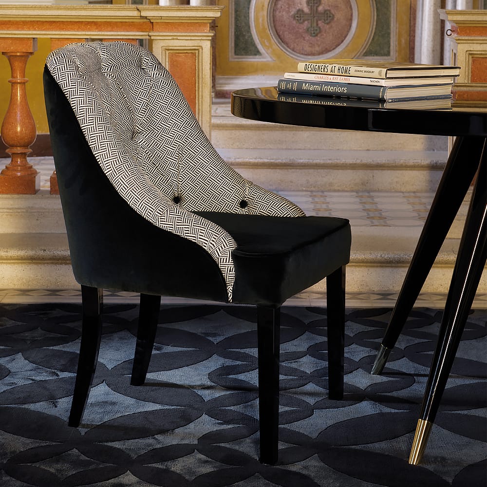 Luxury Contemporary Italian Button Upholstered Dining Chair