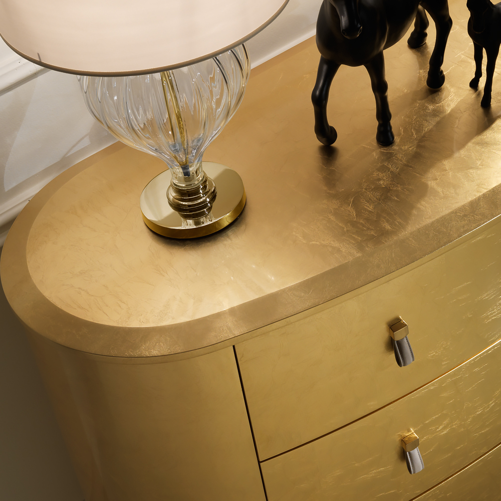 Oval Gold Chest of Drawers