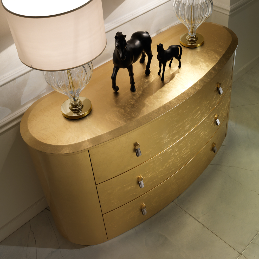 Oval Gold Chest of Drawers