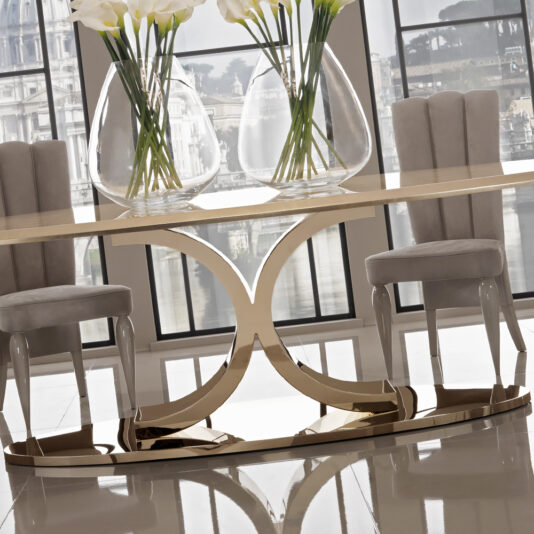 Luxury Gold Leaf Oval Designer Dining Table Luxury Gold Leaf Oval Designer Dining Table