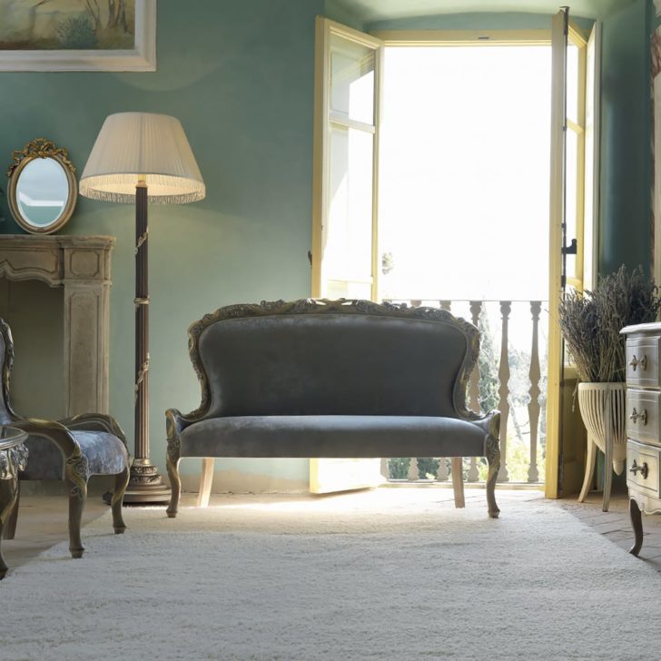 Luxury Italian Ash Grey Upholstered Day Sofa