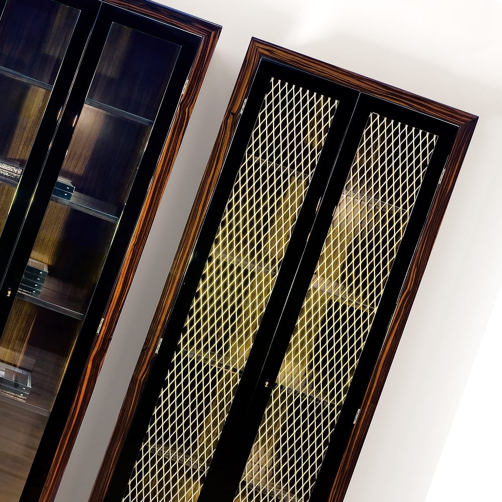 Luxury Italian Bronze Grid Display Cabinet