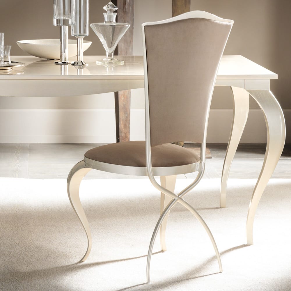 Luxury Italian Cross Legged Nubuck Tall Dining Chair