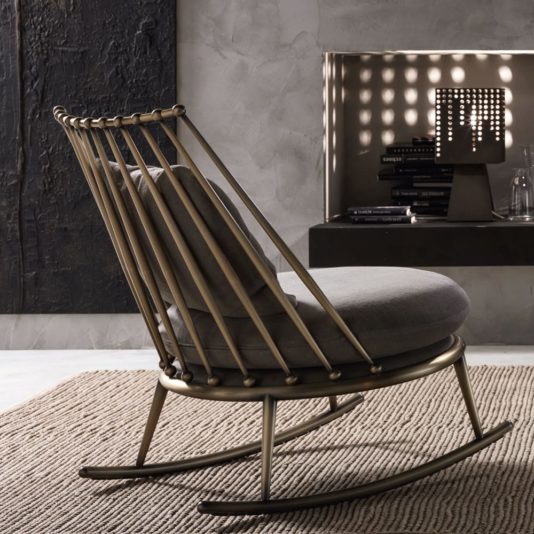 Luxury Italian Designer Brass Rocking Chair