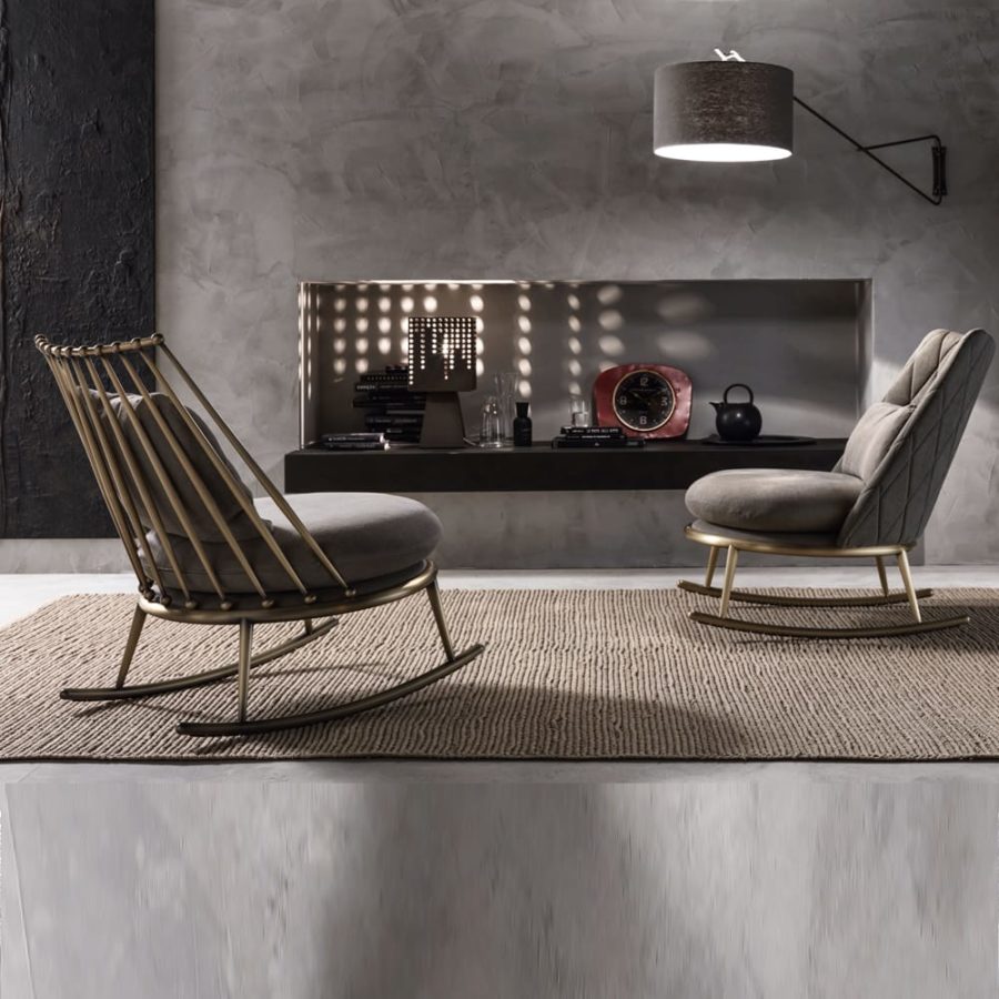 Luxury Italian Designer Brass Rocking Chair - Juliettes Interiors